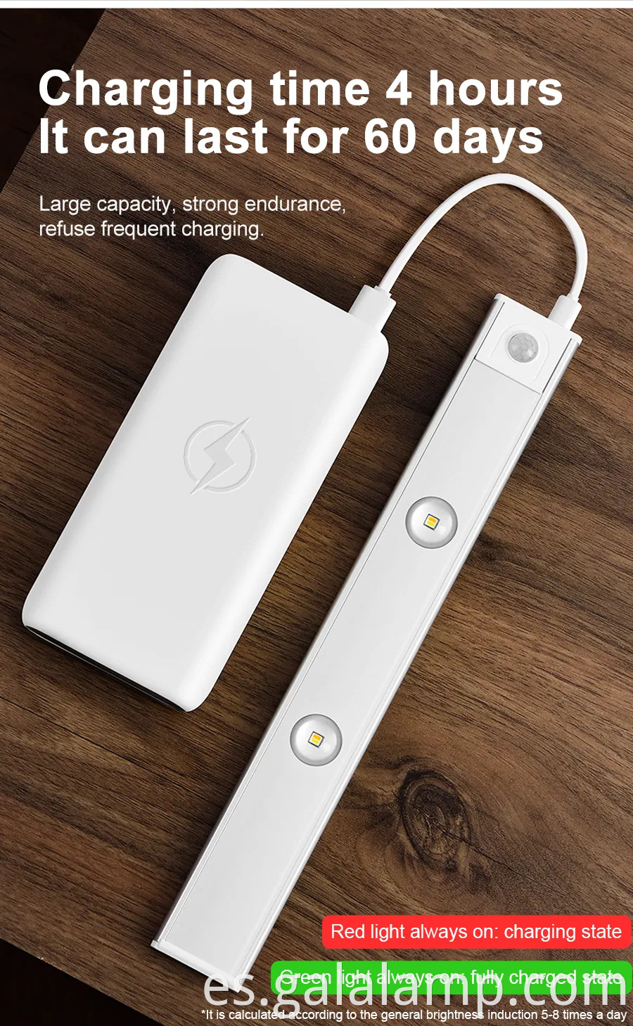 Sensor de movimiento inalámbrico LED nocturna para gabinetes de cocina y dormitorios